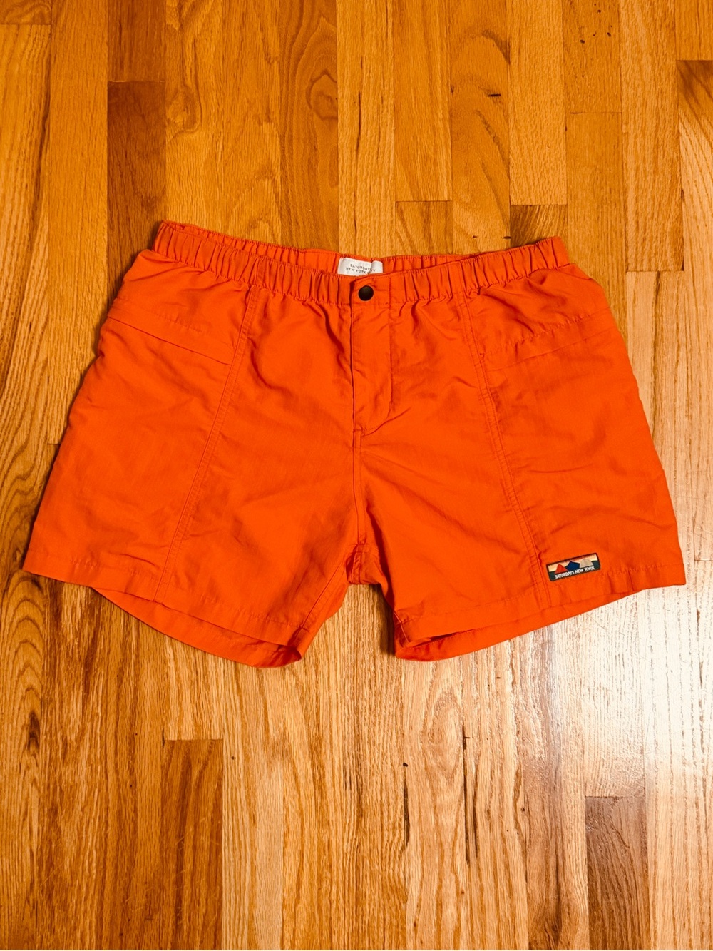 SATURDAYS NYC ISAAC HIKING SHORT MENS MEDIUM MANDARIN ORANGE 5" INSEAM